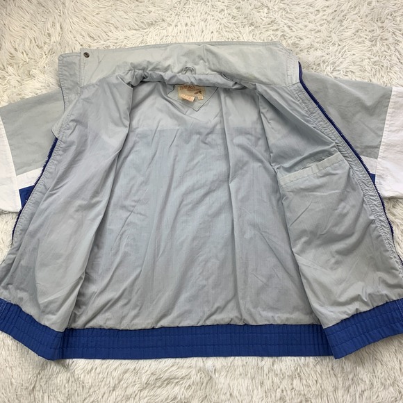 Vintage JC Penney Fox Collection Jacket Medium Blue Full Zip Hooded Colorblock - Picture 7 of 16